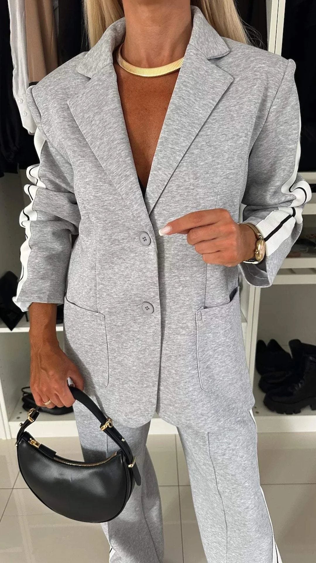 Damen Blazer mit Revers, langärmliger, lässiger Anzug