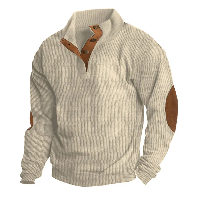 Friedrich Gerippter Herrenpullover mit Knopfleiste