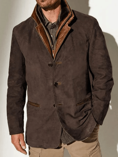 Dominic | Vintage-Wildlederjacke mit doppeltem Kragen