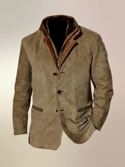 Dominic | Vintage-Wildlederjacke mit doppeltem Kragen