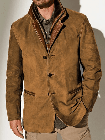 Dominic | Vintage-Wildlederjacke mit doppeltem Kragen